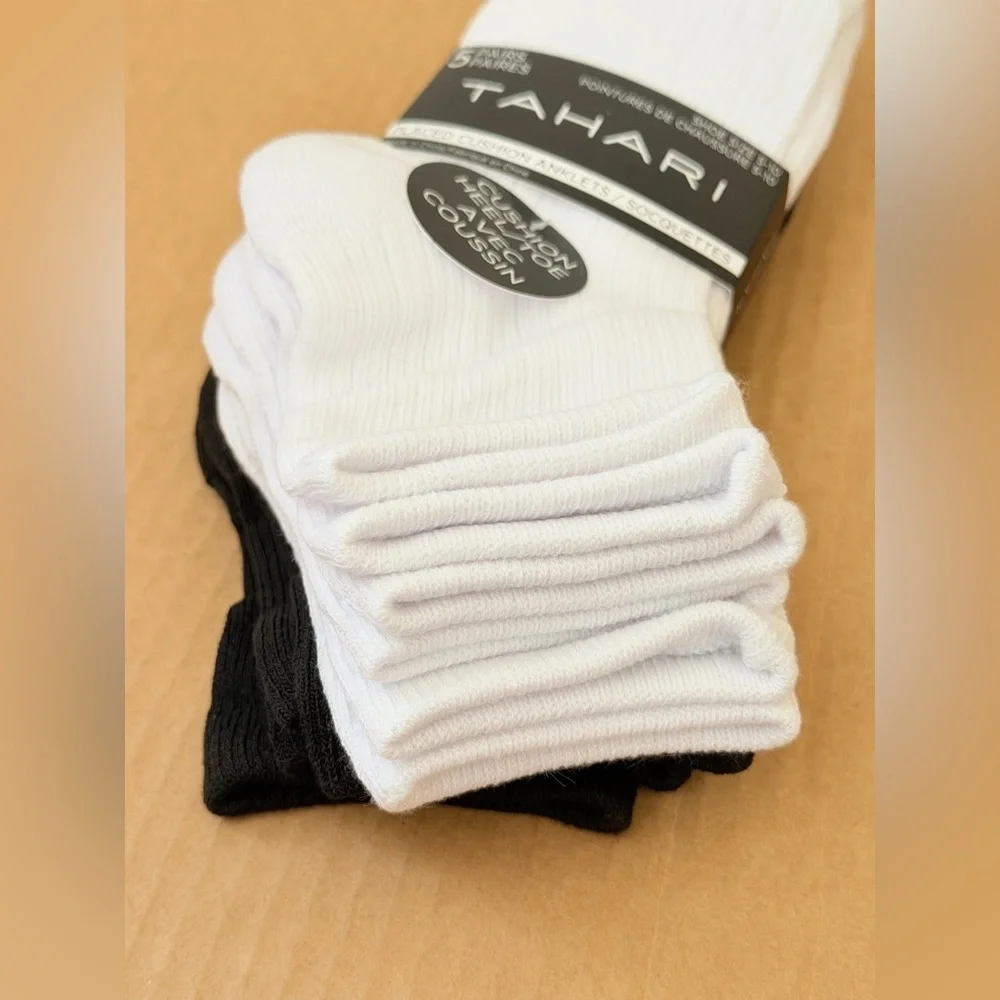 Tahari Cushioned Sole Anklet Socks 5 Pairs Women’s Size 5-10 White/Black